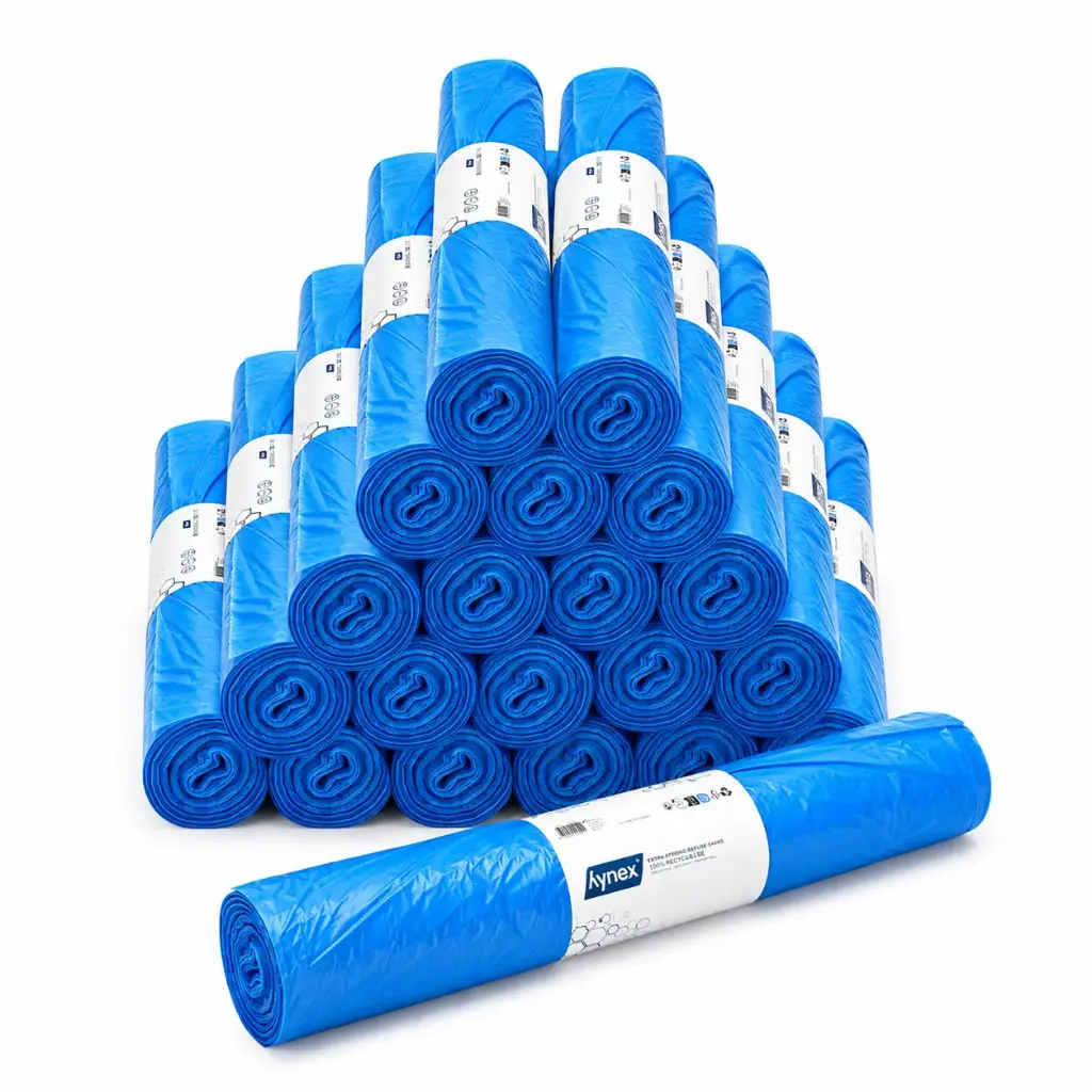 Hynex HDPE Afvalzakken 120 Liter – Blauw – 70x110 cm – T25 – 25 Zakken per Rol – 20 Rollen / 500 Stuks