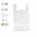 MDPE Hemddraagtassen Wit 28+14 x 48 cm – 14,5 Micron – Sterke Plastic Draagtassen met Zijvouw – Geschikt voor Voedsel en Afhaal – 900 Stuks