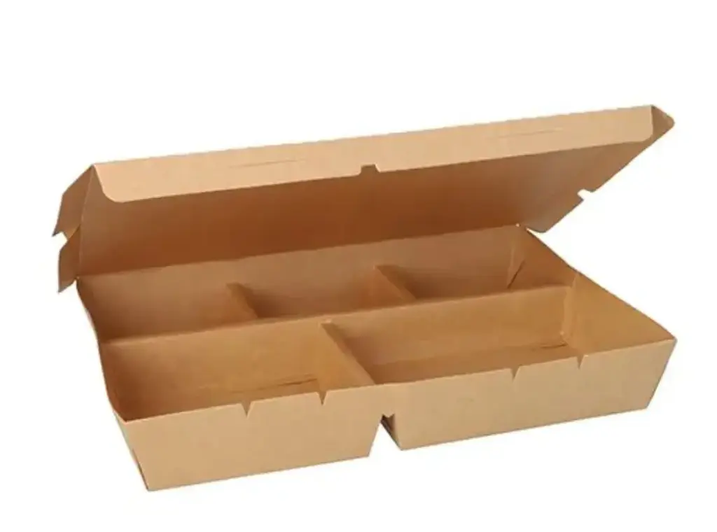 Kartonnen lunchbox / menubox kraft 5-vaks H 4,2 x B 18,8 x L 27,3 cm bruin 4x25 Stuks