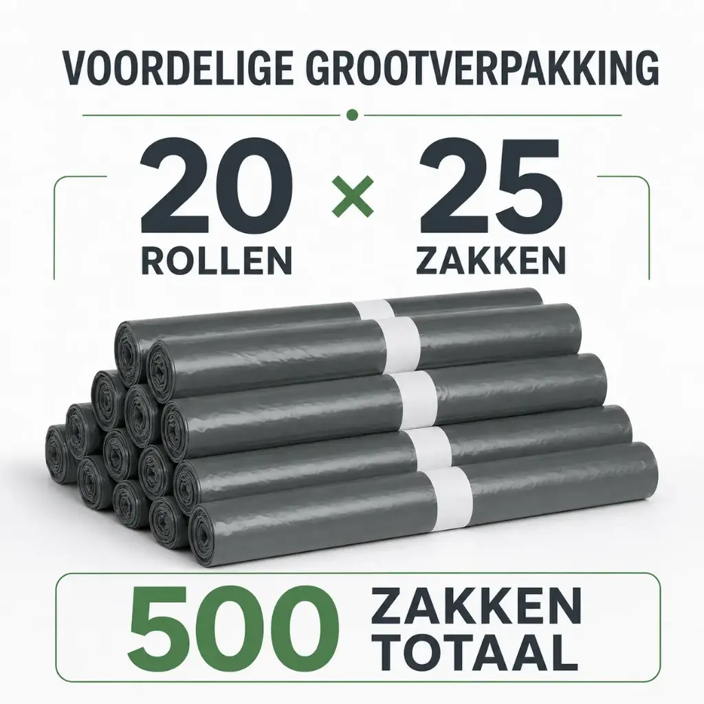 Afvalzakken Recy. Grijs T23 61x80 SP Per Doos 20 Rollen x 25 Stuks
