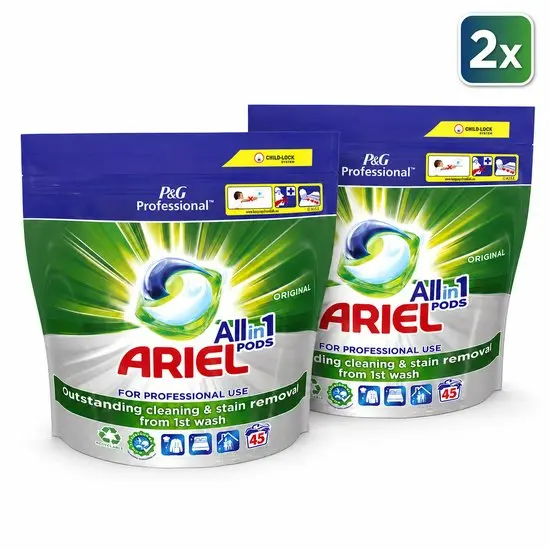 Ariel Professional All-in-1 Pods Wasmiddel Regular 45 Pods 2 Pakket