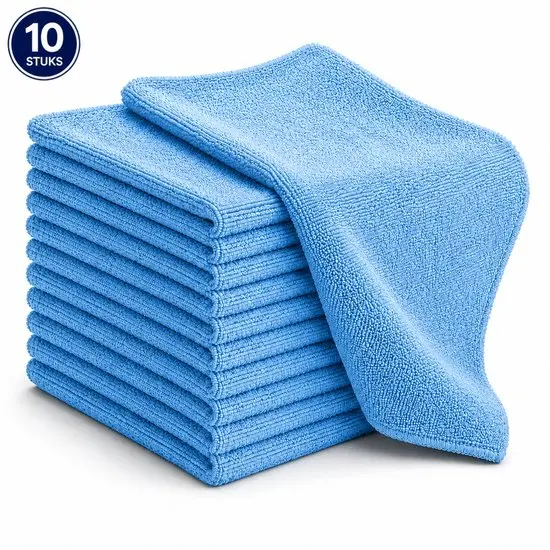 Vaatdoeken Microvezel Blauw 340g. p/m2  40x40 cm JA Per Zakje 10 Stuks