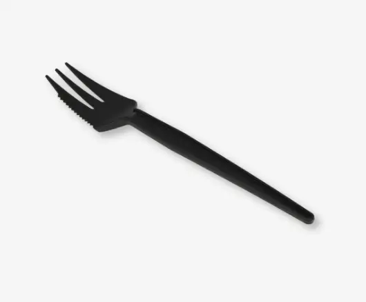 Herbruikbare snackvork met snijrand 135 mm PS zwart Per Doos 1000 Stuks