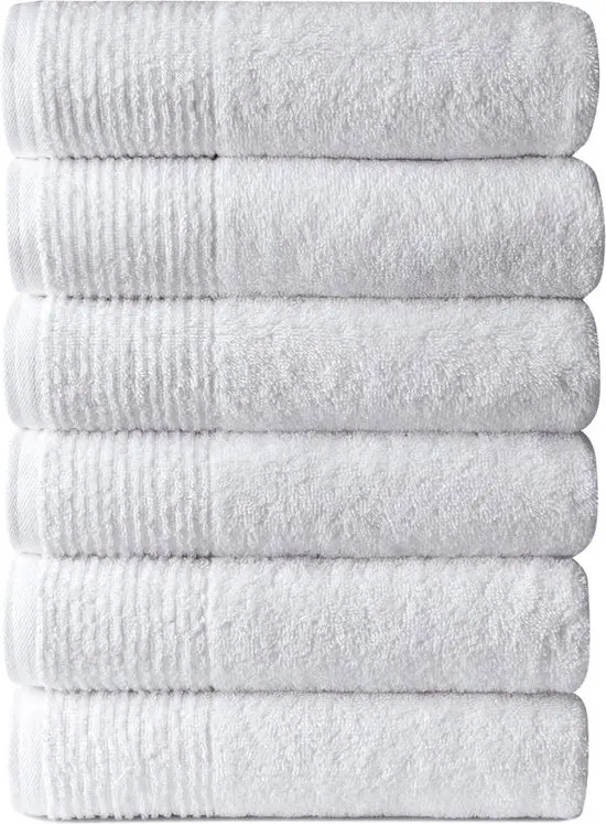 Handdoeken Wellness 450g.m2 Wit 50x100cm set van 6 stuks