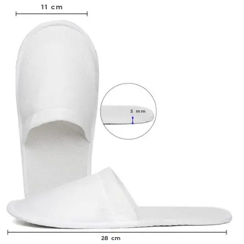 Badslippers badstof ges. teen Wit Een maat 28x11x5cm (UK 7-10)