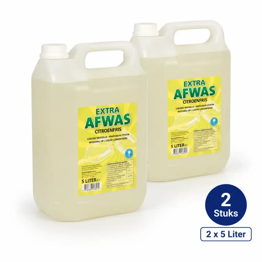 EXTRA Afwasmiddel Citroenfris – 2 x 5 Liter – Handafwasmiddel met Citroengeur – Voordeelverpakking 10 Liter – Voor Thuis en Professioneel Gebruik