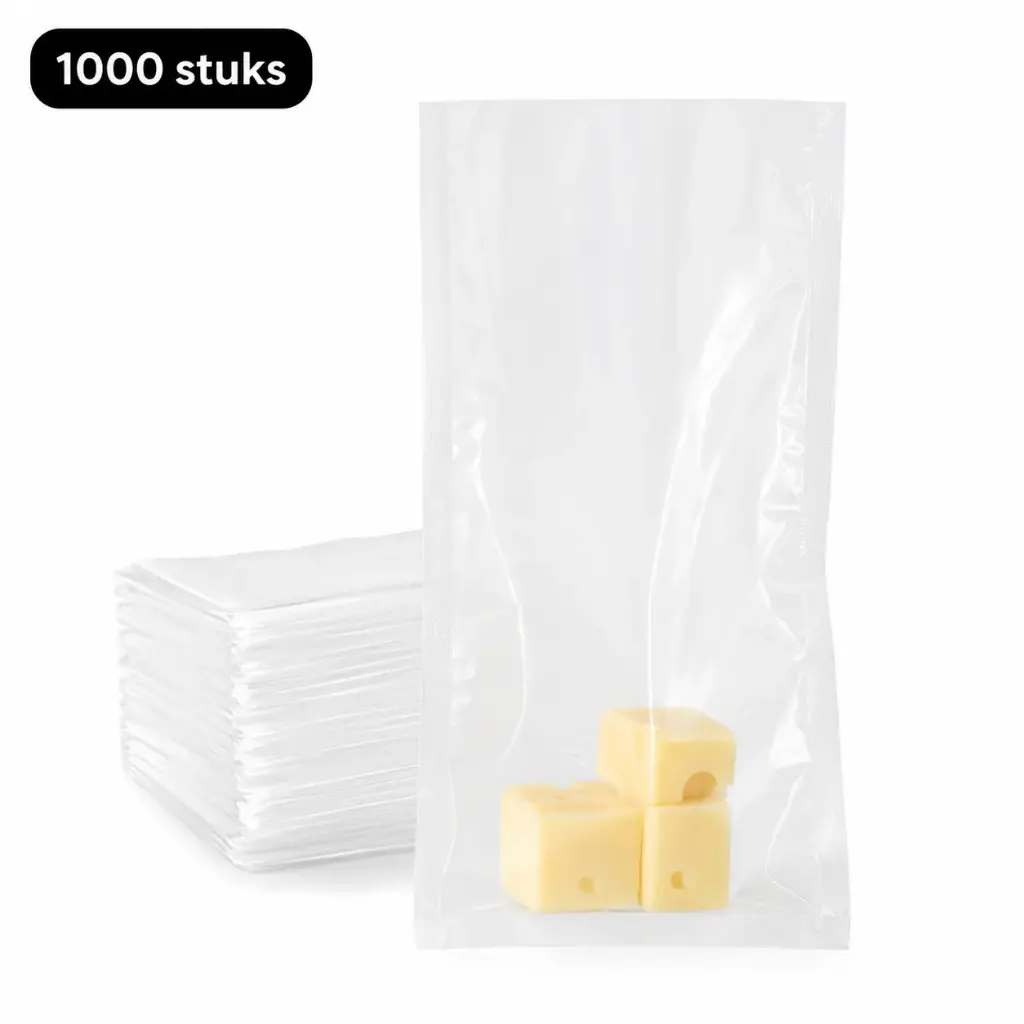 Vacuümzakken 15 x 25 cm – 1000 Stuks – 90 Micron – Transparante Vacumeerzakken voor Vlees, Vis, Kip en Diepvries