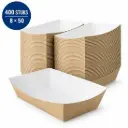 Frietbakjes A14 Kraft/Wit BIO – 400 Stuks – 15 x 8,5 x 4,3 cm – Kartonnen Snackbakjes voor Friet, Kibbeling & Snacks