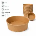 Salade- en Bowls 1100 ml – 300 Stuks – 38oz - Ø 18,4 cm – Kraft  Kartonnen Bowls met PE-Coating voor Warme en Koude Gerechten