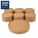 Kraft Deksels voor Saladebowls Ø148 mm – Geschikt voor 500, 750 en 1000 ml – Karton met PE-Coating – 300 Stuks
