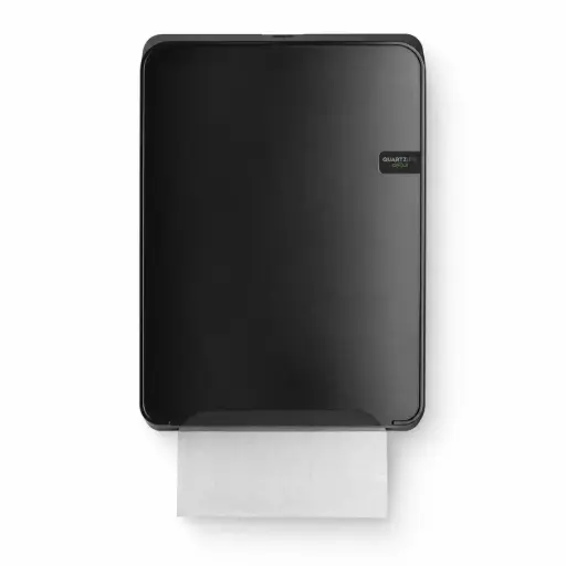QuartzLine Circle Handdoekdispenser Zwart – Voor Interfold, Multifold, C-Fold en V-Fold Handdoeken – Gerecycled ABS – 37,7 x 28,2 x 12,5 cm