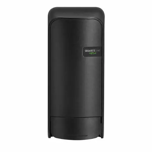 [QL140055] QuartzLine Circle Foamzeepdispenser – 1000 ml – Zwart – Wanddispenser met Pushsysteem – Gerecycled ABS