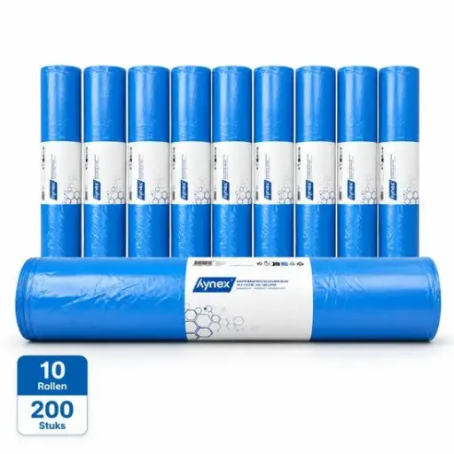 [SC00063] Afvalzak Gerecycled LDPE Blauw 70x110cm T60 120 Liter HY Per Doos 10 Rollen x 20 Stuks 
