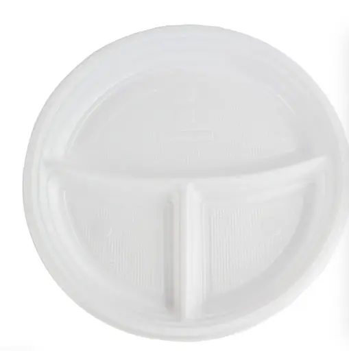Menuborden 3-Vaks – 800 Stuks (8 x 100) – Ø 22 cm – Wit PP – Herbruikbare Kunststof Borden – Vaatwasmachinebestendig