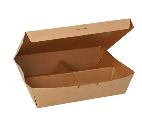 Kartonnen lunchbox / menubox kraft 3-vaks H 5 x B 17,2 x L 21 cm bruin 4x25 Stuks