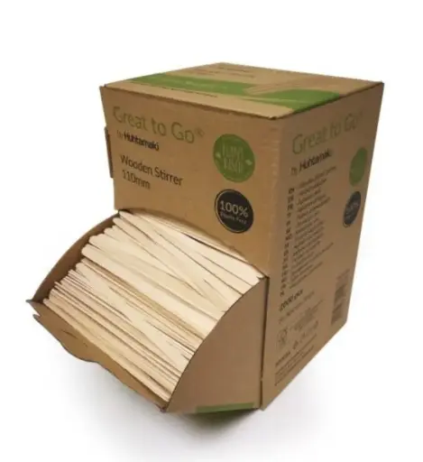 Roerstaafjes Bio houten roerstaafjes  dispenserbox 11cm Per Pakket 2000st 