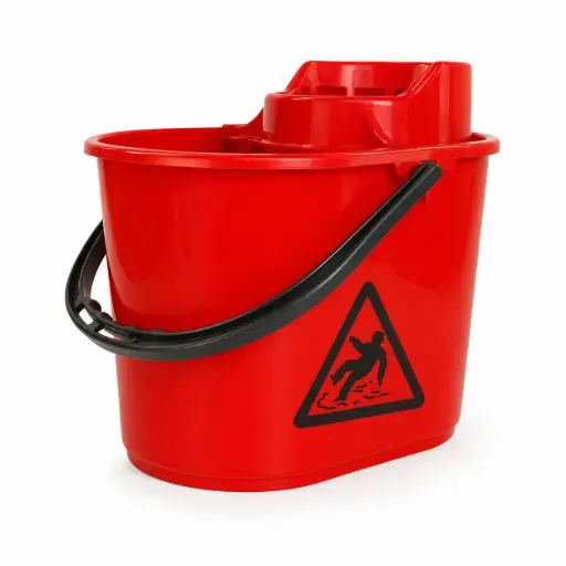 [BR150103] Mopemmer 12 liter - Met uitwringkorf - Rood - Draaghandvat