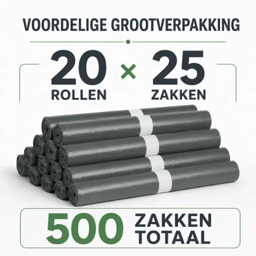 Afvalzakken Recy. Grijs T23 61x80 SP Per Doos 20 Rollen x 25 Stuks