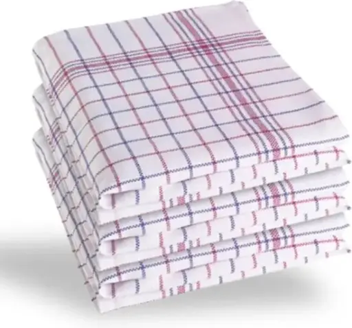 Theedoek Rood/Blauw Nationale Ruit 100% katoen 65x65cm JA Per Zakje 6 Stuks