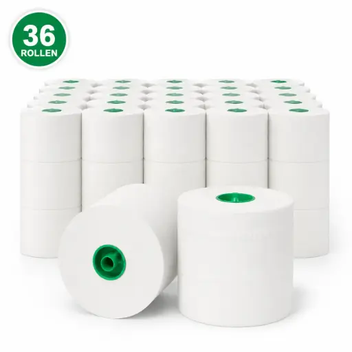 Toiletpapier met Dop – 36 Rollen – 2-Laags – 100 Meter per Rol – 100% Cellulose – Wit – Ø 13 cm – Kern Ø 40 mm