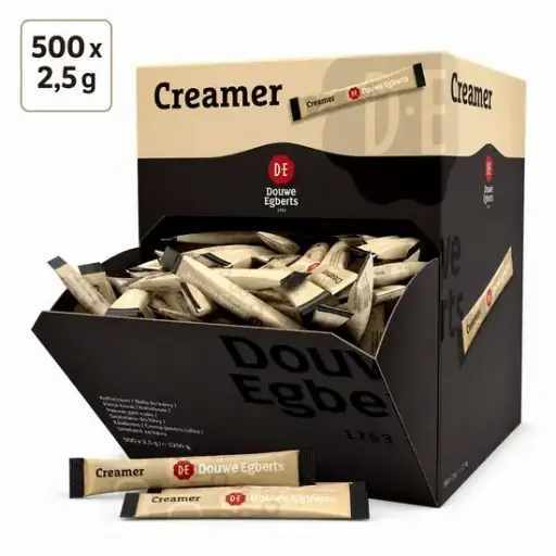 Douwe Egberts Creamer Sticks – 500 x 2,5 g – Koffiecreamer Individueel Verpakt – Dispenserdoos – Voor Kantoor, Horeca en Thuis – 1,25 kg