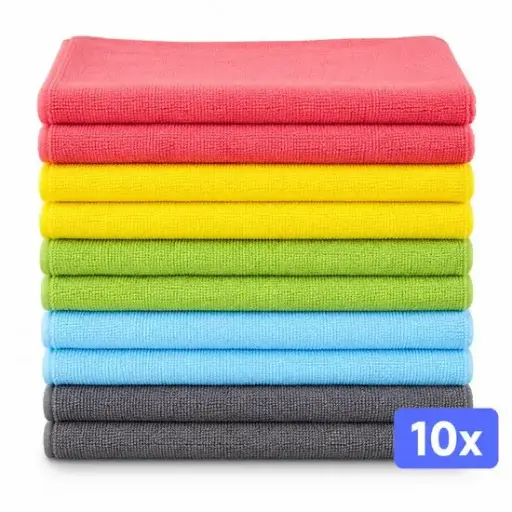 [HRC00044] Vaatdoeken Microvezel Multi-kleuren  340g. p/m2  40x40 cm JA Per Zakje 10 Stuks