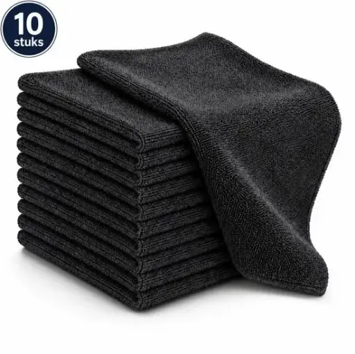 [HRC00045] NaturaSterk Schoonmaakdoekjes Microvezeldoekjes – Per Zakje 10 Stuks – Antraciet Donkergrijs – 40 x 40 cm – 340 g/m² – Wasbare Herbruikbare Poetsdoeken voor Keuken Badkamer Glas Kantoor Horeca Auto