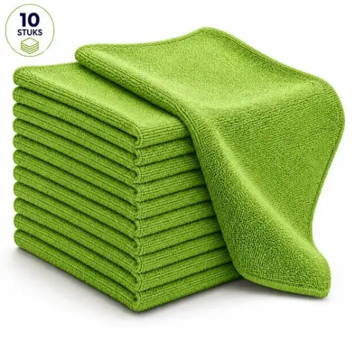 [HRC00048] Vaatdoeken Microvezel Groen 340g. p/m2 40x40 cm JA Per Zakje 10 Stuks