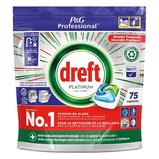 Dreft 75stuks Vaatwastabs All in One Platinum 75 Stuks Per Zakje