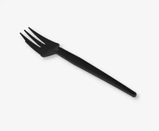 Herbruikbare snackvork met snijrand 135 mm PS zwart Per Doos 1000 Stuks