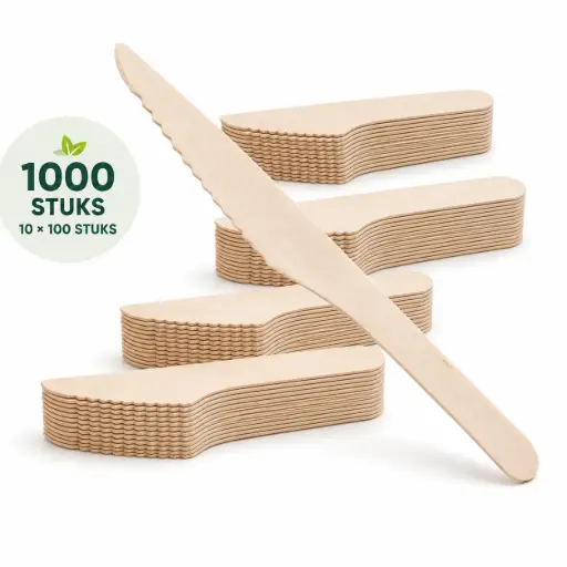 [HRC00060] Houten mes 165mm FSC 100% BIO Per Doos 1000 Stuks