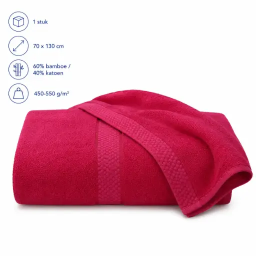 [HRC00097] Badlaken bamboe Fushia 70x130 cm 450/500g.m2 