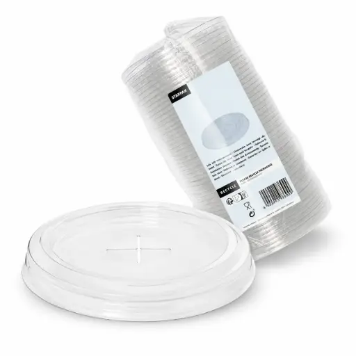 [PP120224] Deksel "Hurricane", PET rond Ø 9,5 cm glashelder met kruis-opening