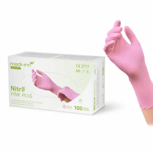 [PP150203] Handschoenen nitril poedervrij roze "Nitril Pink Plus" M 1000 stuks (10x100)