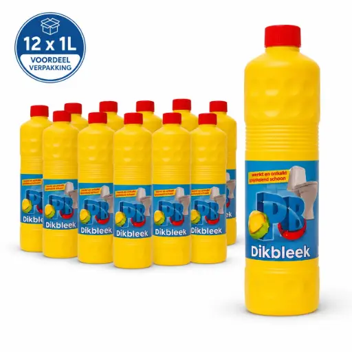 PB Dikbleek – Dikke Bleek voor Sanitair – 12 x 1 Liter – Voordeelverpakking – Voor Toiletten en Sanitaire Ruimtes
