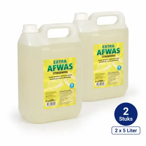 [EX150068] EXTRA Afwasmiddel Citroenfris – 2 x 5 Liter – Handafwasmiddel met Citroengeur – Voordeelverpakking 10 Liter – Voor Thuis en Professioneel Gebruik