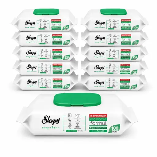 [SP150145] Sleepy 12 pak groen x 100 Reinigingsdoekjes met wit zeep