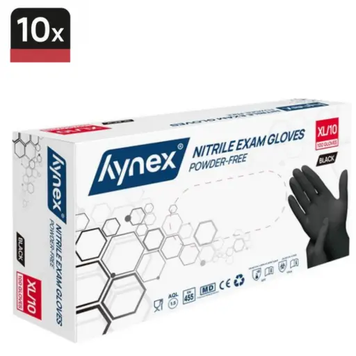 Hynex Nitril Wegwerphandschoenen 3,5g Maat XL - omdoos 1000 stuks - Zwart - Poedervrij - Latex vrij - Niet Steriel