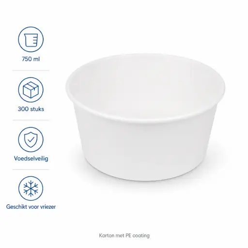 [NM120142] Salade Bowl 750ml 26oz Ø148mm wit 300 Stuks