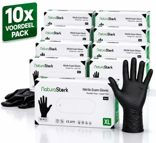 NaturaSterk Handschoenen 3.5g Nitril Zwart 100 Stuks x10 Pakket d X Large W Cartoon